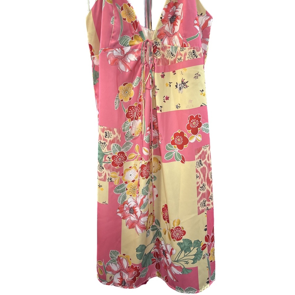 Zara Floral Pink satin Dress - Picture 3 of 3